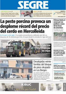 LA PESTE PORCINA PROVOCA UN DESPLOME RÉCORD DEL PRECIO DEL CERDO EN MERCOLLEIDA